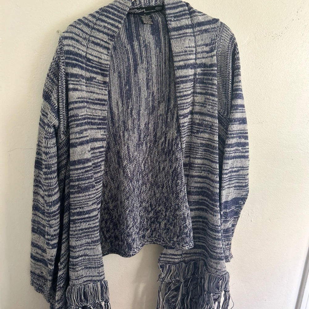 Ashley By 26 International Blue and White Striped Cardigan